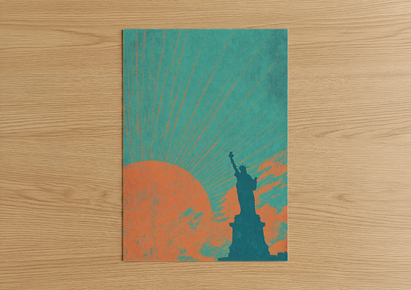 Statue of Liberty Sunrise Vintage Wall Art