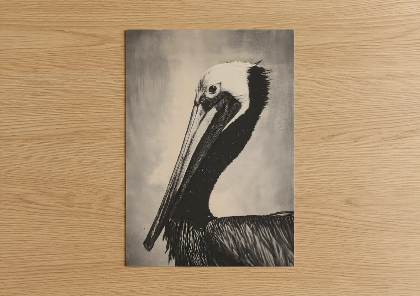 Black and White Pelican Portrait Wall Art