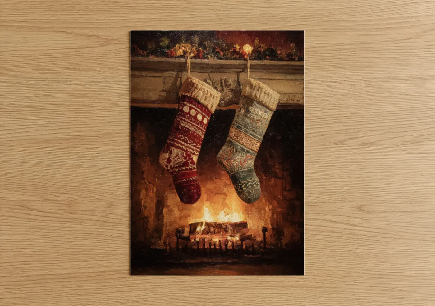 Christmas Stockings Fireplace Holiday Wall Art