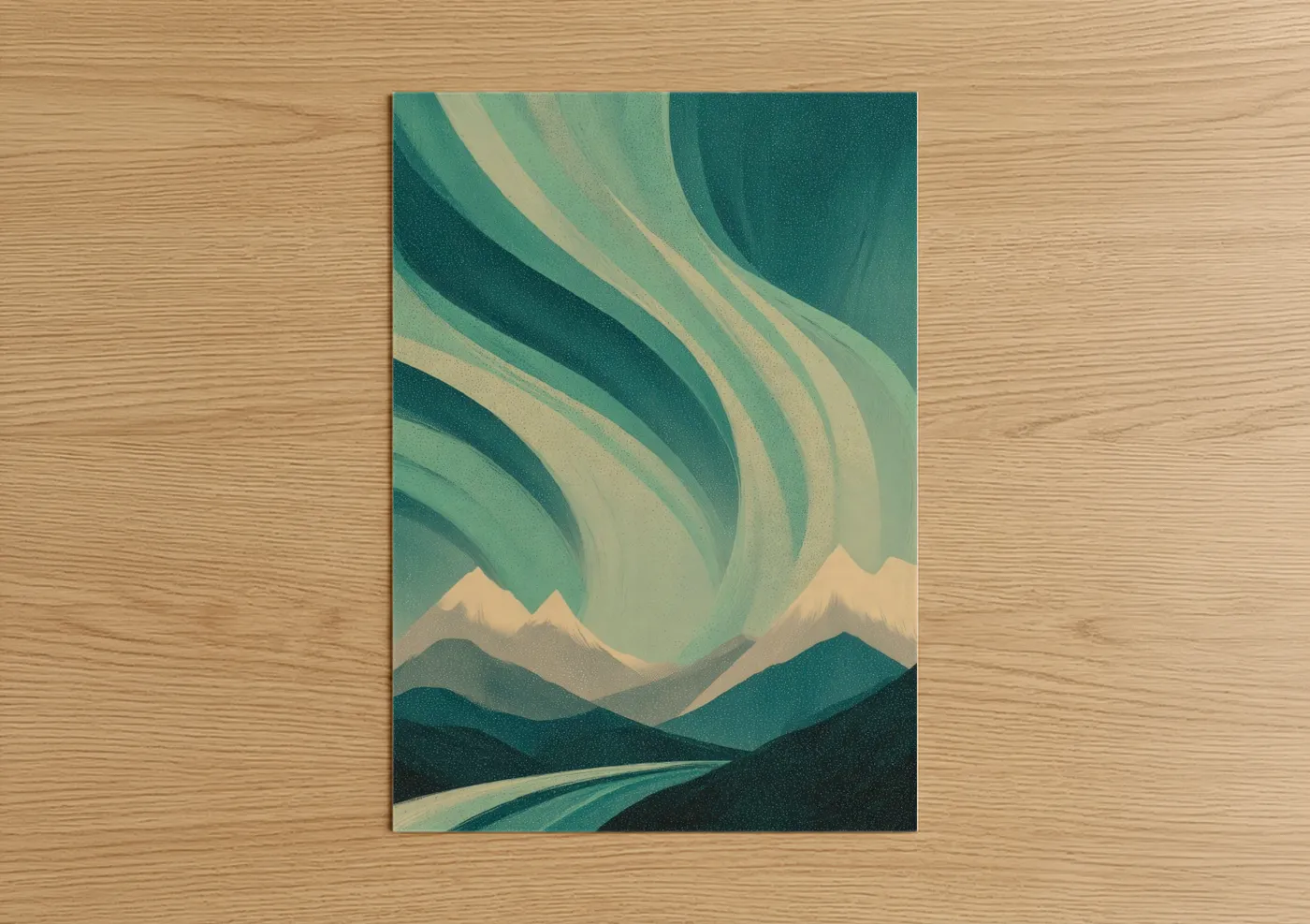 Aurora Borealis Mountain Landscape Wall Art