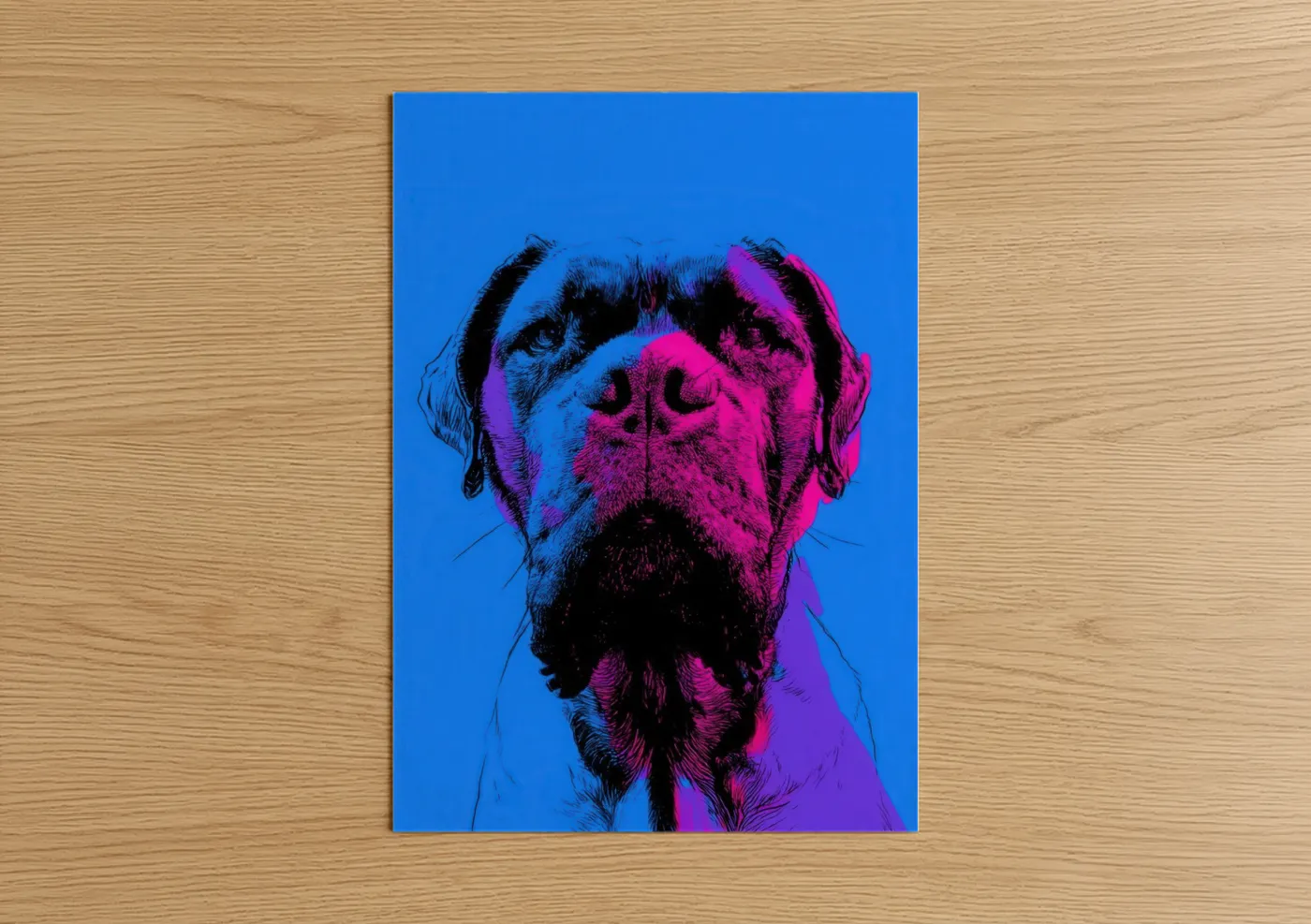 Pop Art Mastiff Portrait Blue Pink Wall Art
