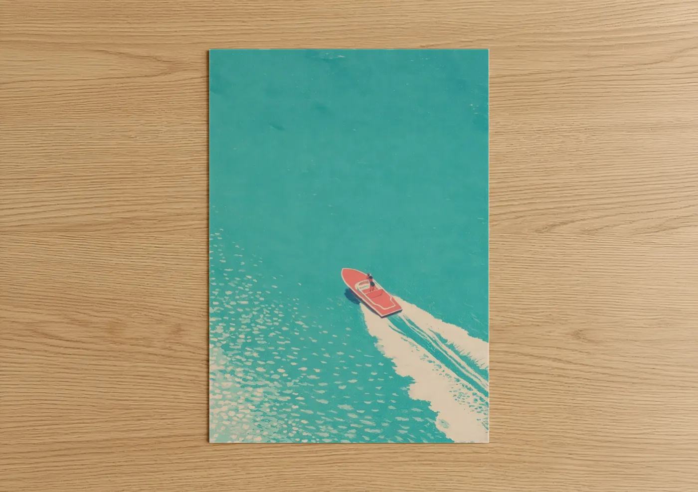Red Boat Turquoise Water Sports Wall Art