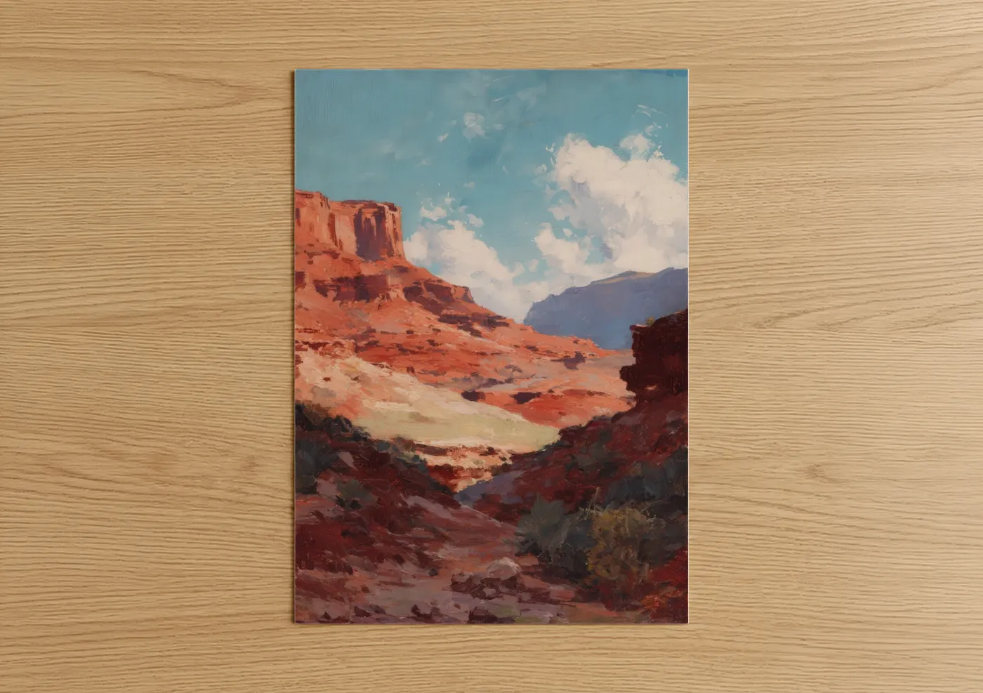 Crimson Canyon Cliffs Desert Landscape Wall Art