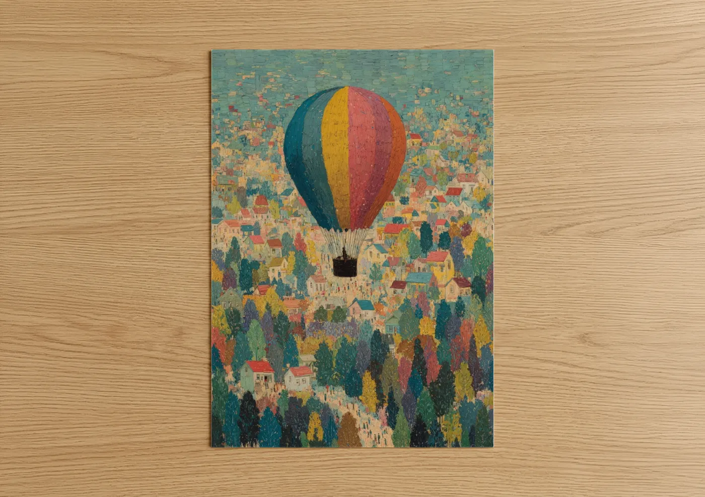 Vintage Hot Air Balloon Landscape Wall Art