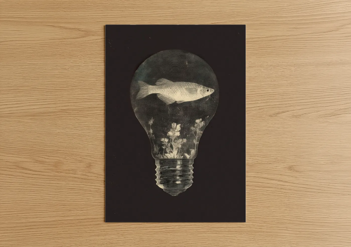 Zebrafish In Lightbulb Vintage Wall Art