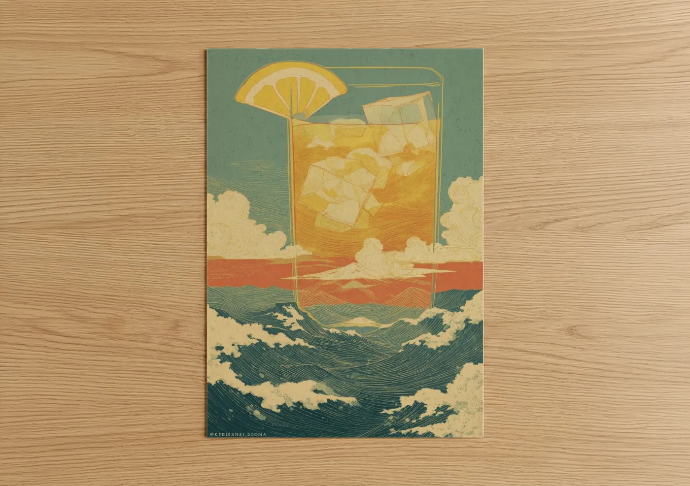 Tropical Iced Tea Art Deco Illustration Wall Art