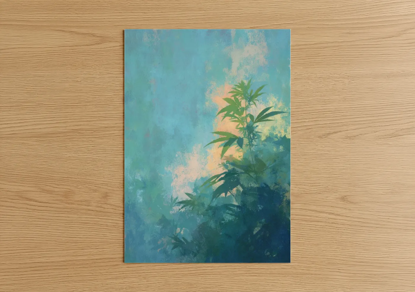Misty Cannabis Plant Atmospheric Wall Art