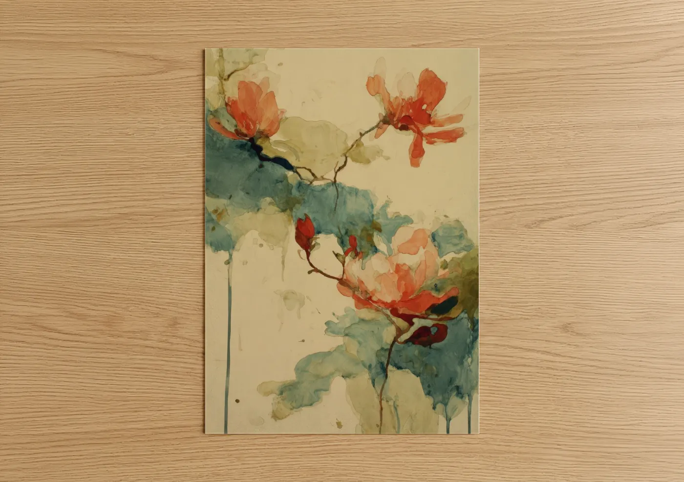 Coral Magnolia Watercolor Study Wall Art