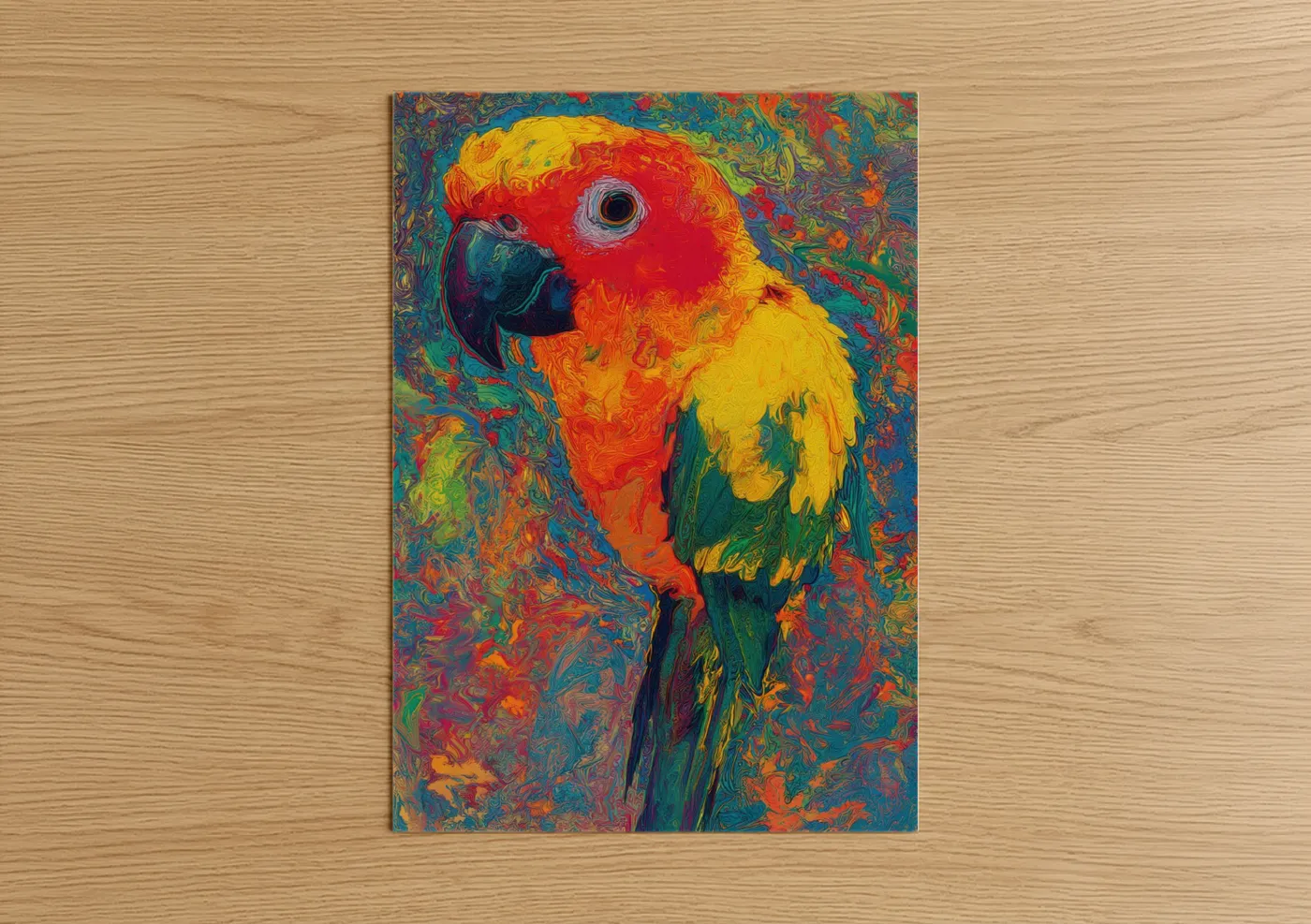 Vibrant Red Parrot Abstract Wall Art