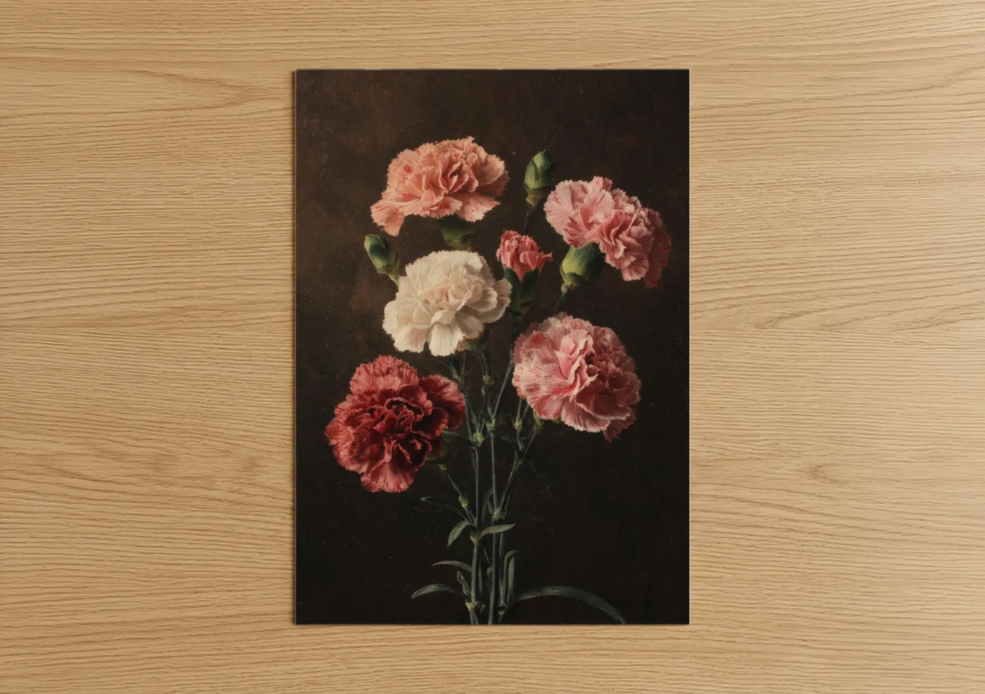 Vintage Carnation Bunch Classic Floral Wall Art