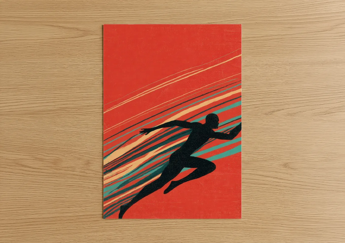 Dynamic Runner Silhouette Track and Field Wall Art