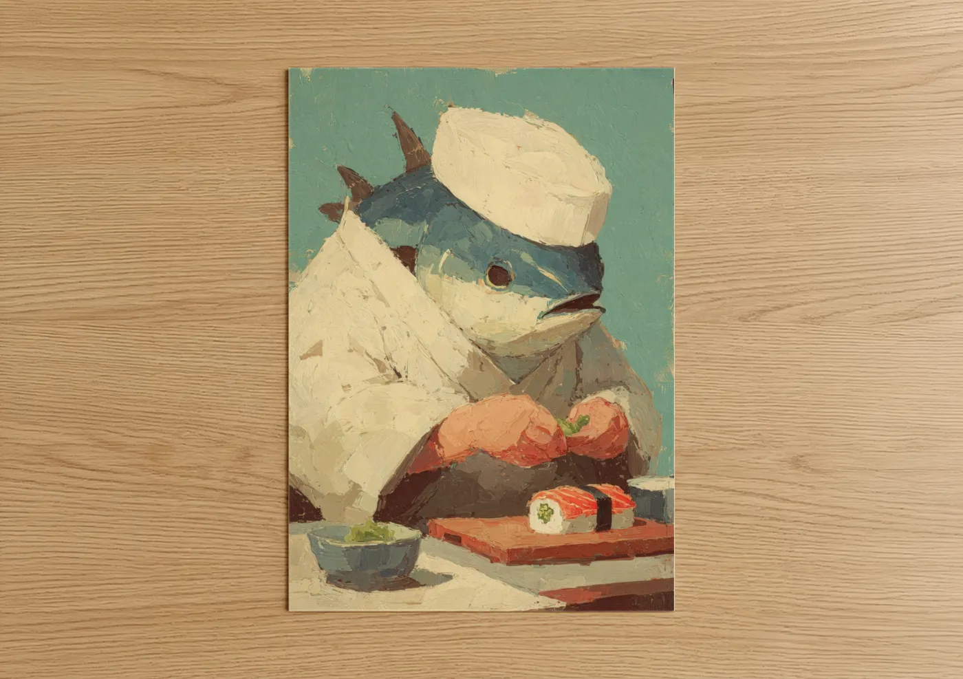Whimsical Fish Cooking Sushi Wall Art