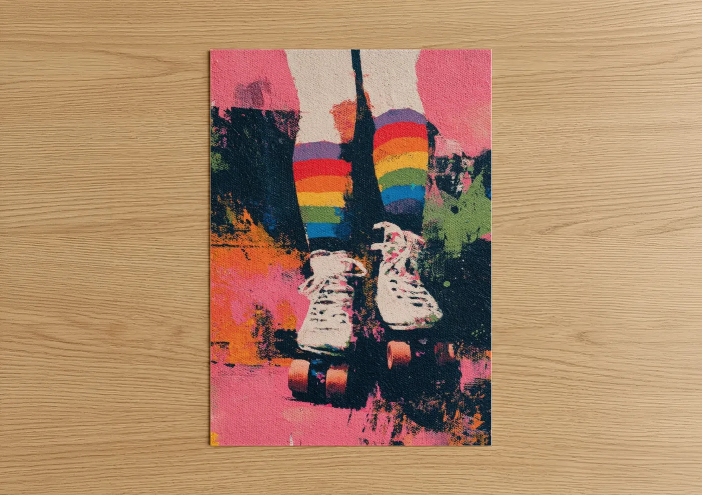 Rainbow Roller Skating Pop Wall Art