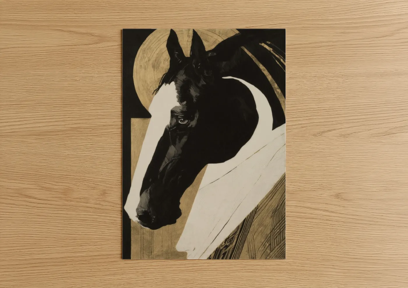 Elegant Black Clydesdale Horse Portrait Wall Art