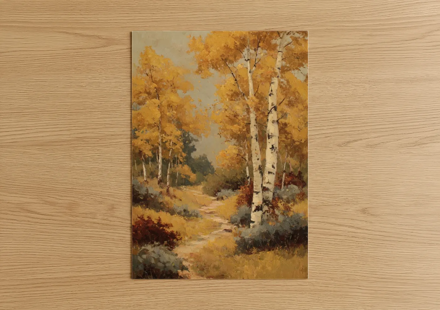 Golden Aspen Forest Autumn Landscape Wall Art