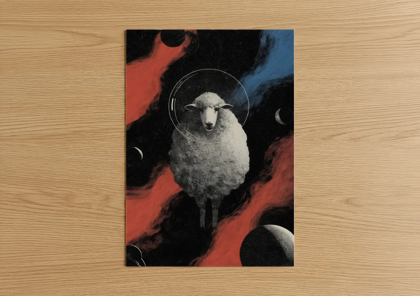 Celestial Sheep Surreal Space Wall Art