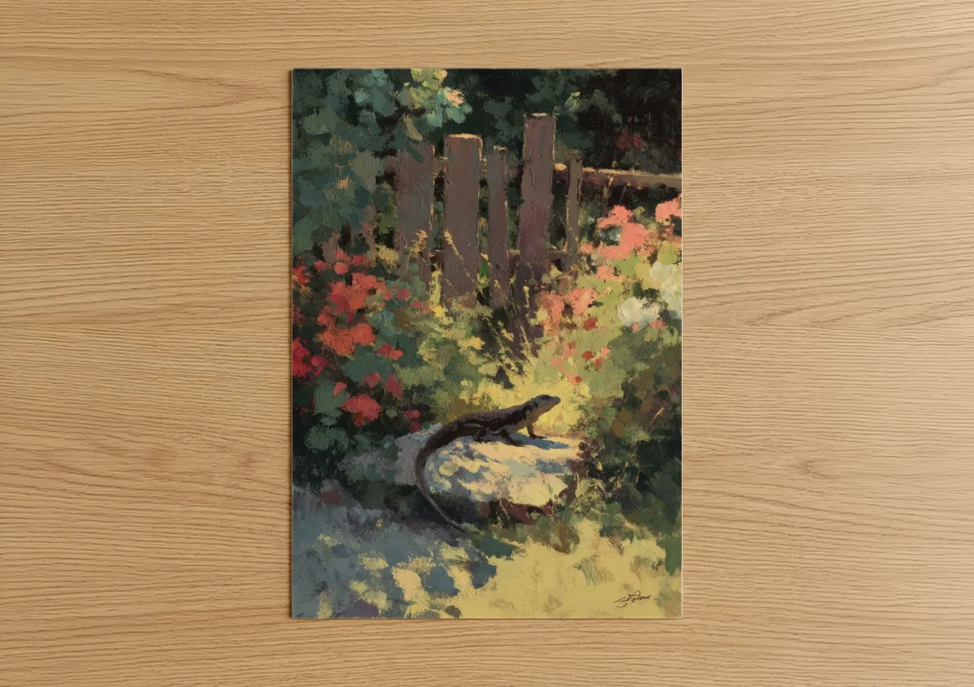 Garden Lizard Impressionist Painting Wall Art