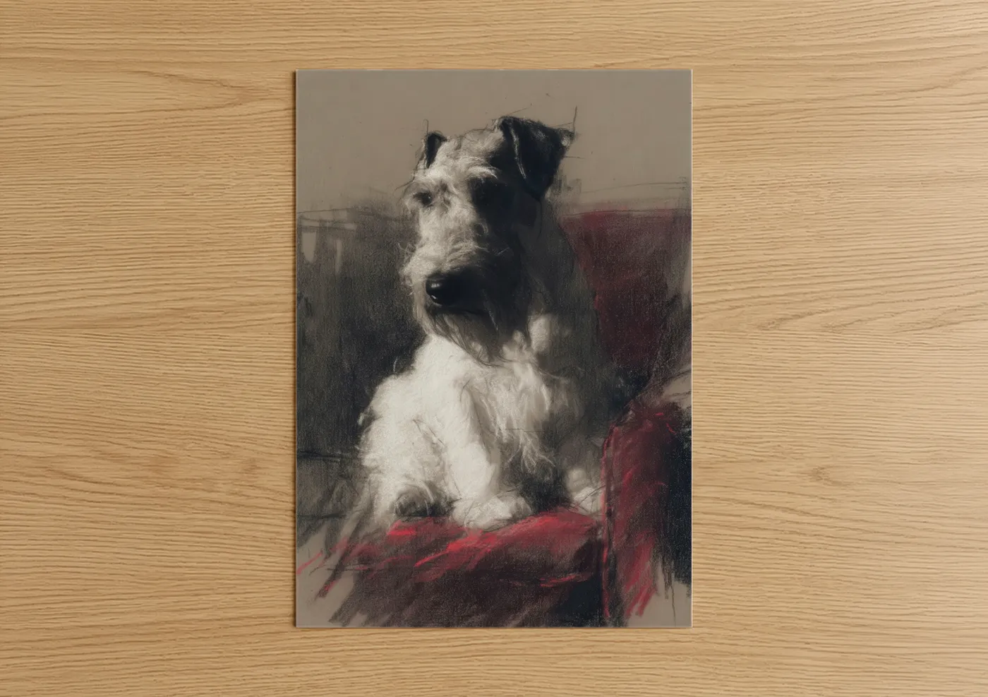 Dignified Terrier Portrait Charcoal Wall Art