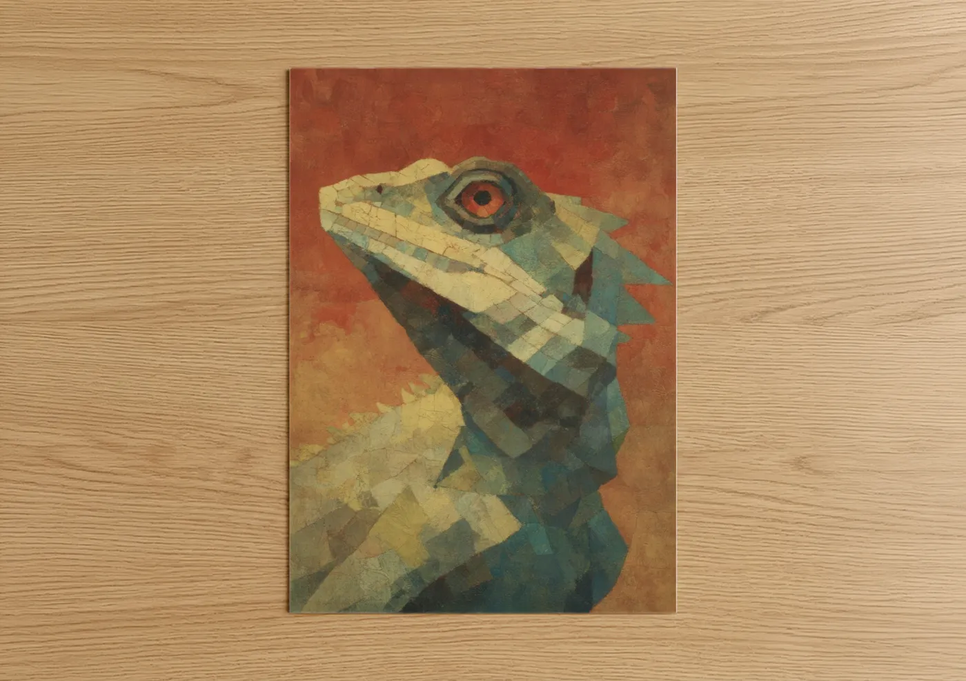 Geometric Lizard Abstract Art Print Wall Art
