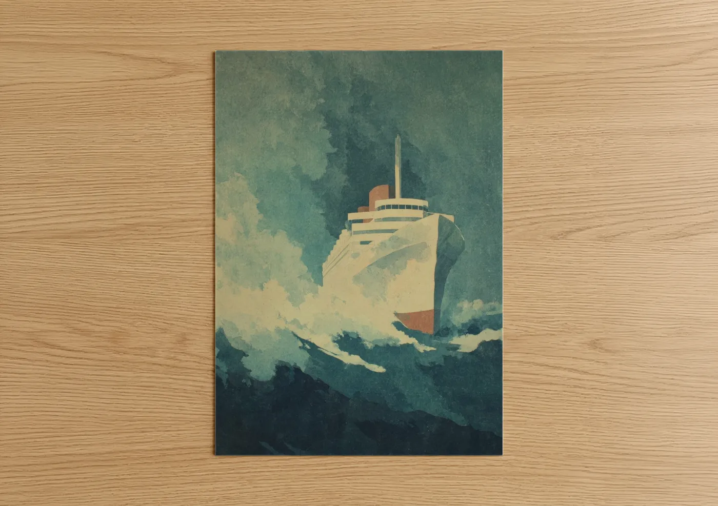 Stormy Cruise Ship Vintage Ocean Wall Art
