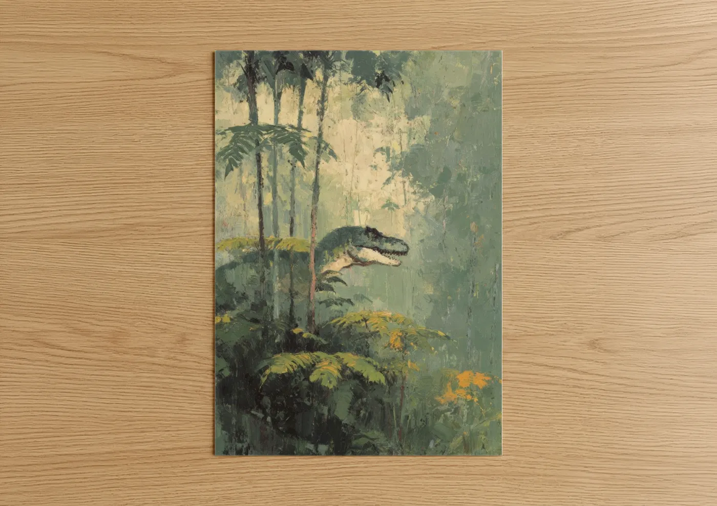 Misty Jungle Dinosaur Vintage Wall Art