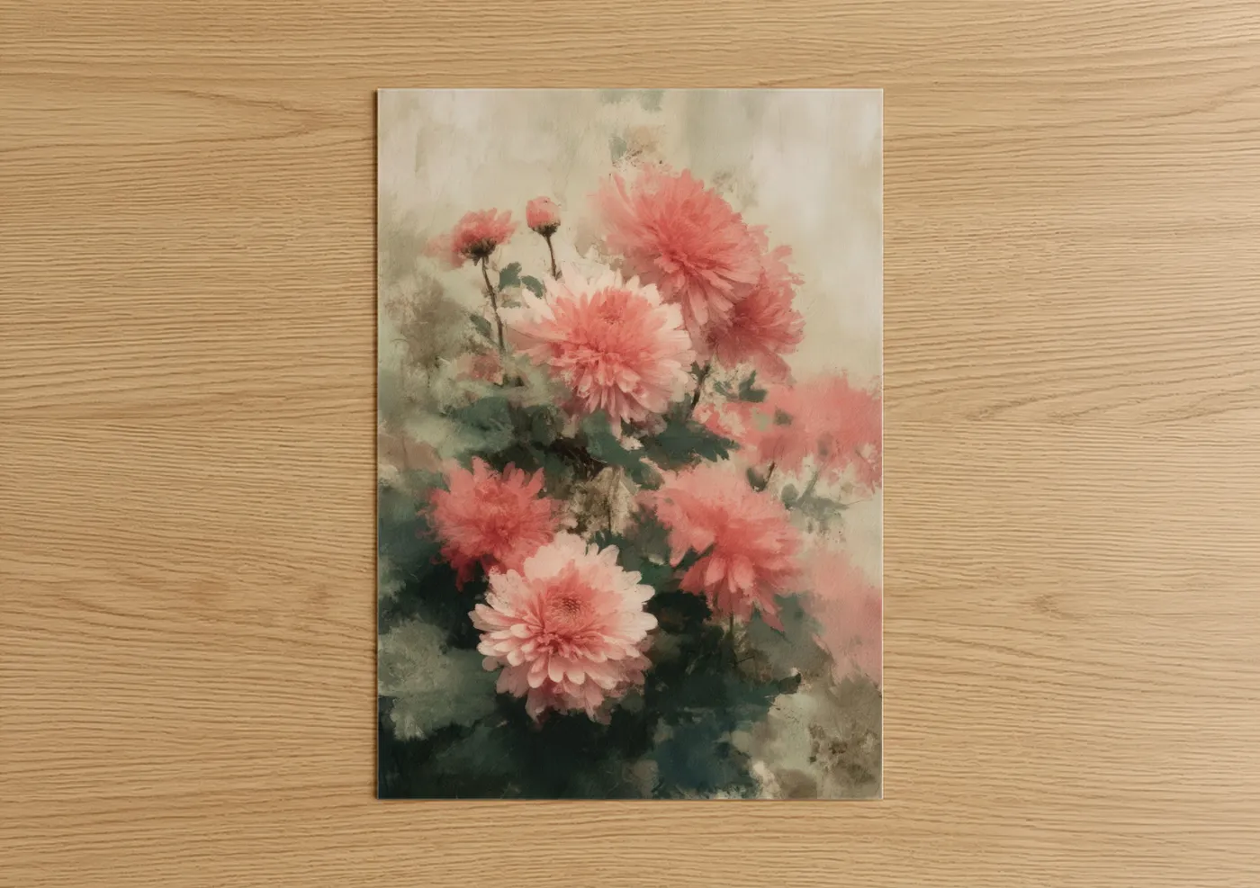 Vintage Chrysanthemum Watercolor Floral Wall Art