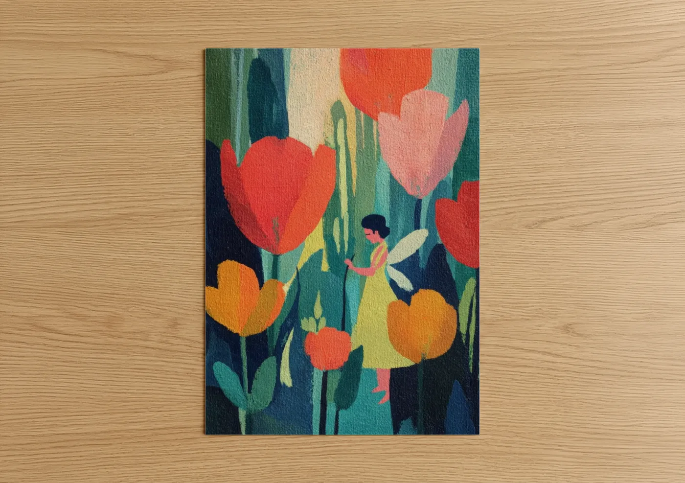 Fairy in Colorful Tulip Garden Wall Art