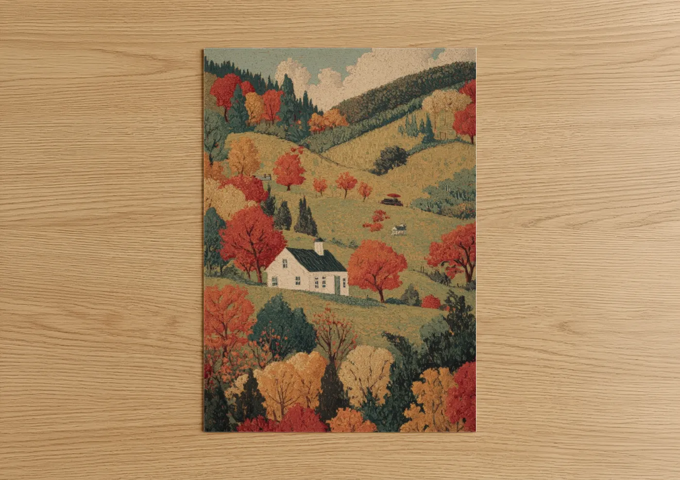 Autumn Valley Cottage Landscape Wall Art
