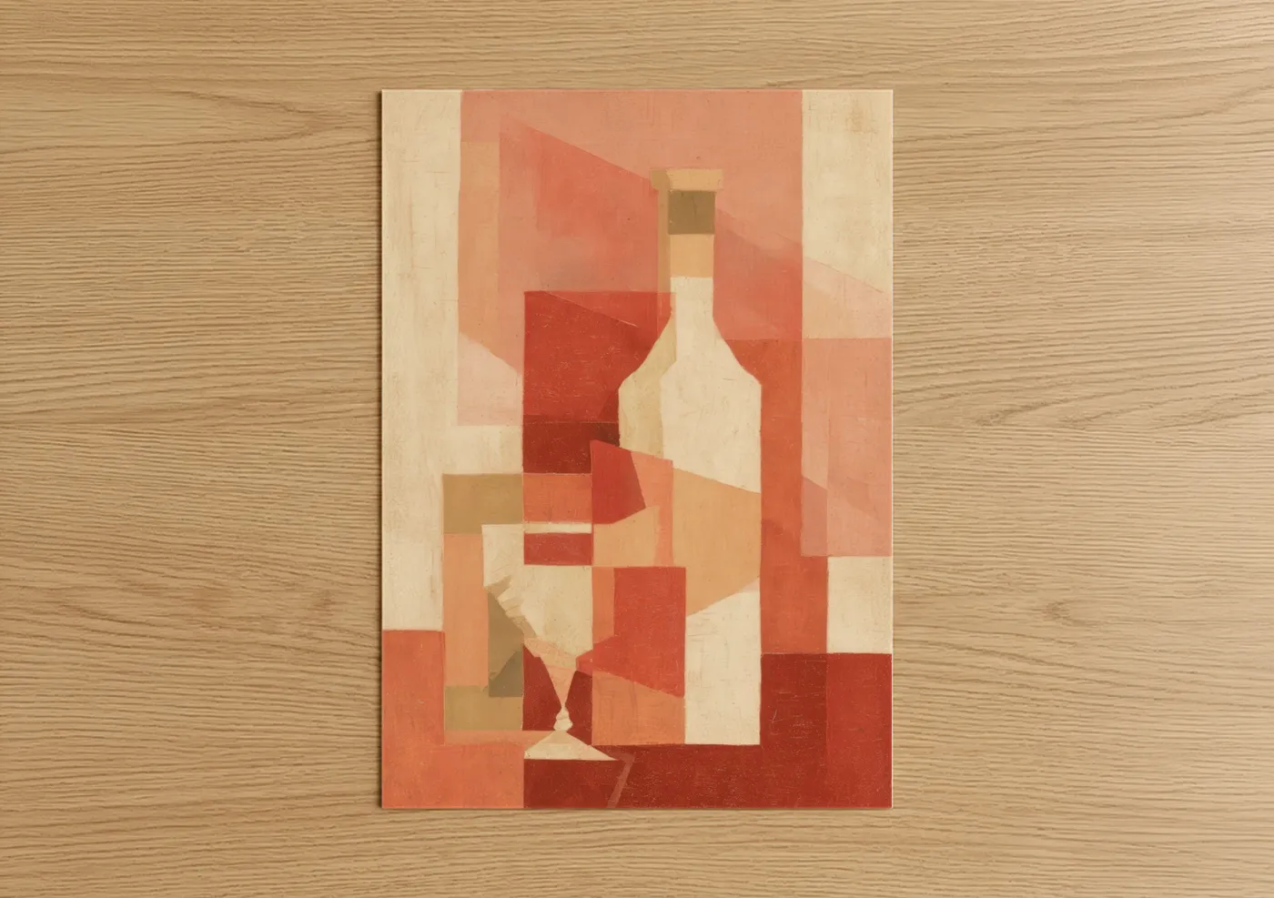 Crimson Wine Abstract Geometric Wall Art