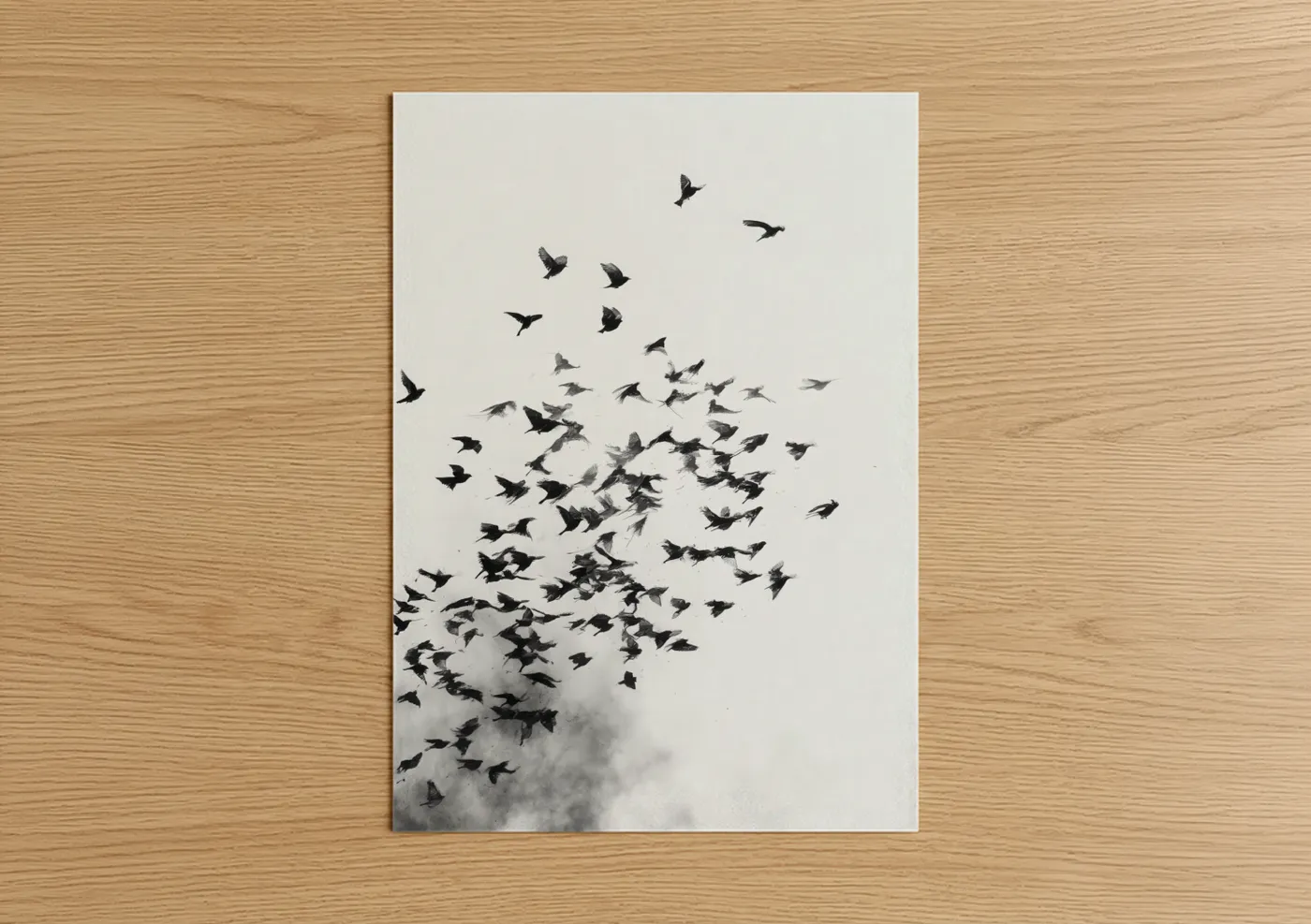 Black Finches Flock Sky Freedom Wall Art