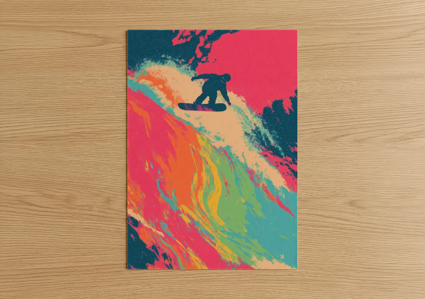 Neon Snowboarder Extreme Sports Wall Art