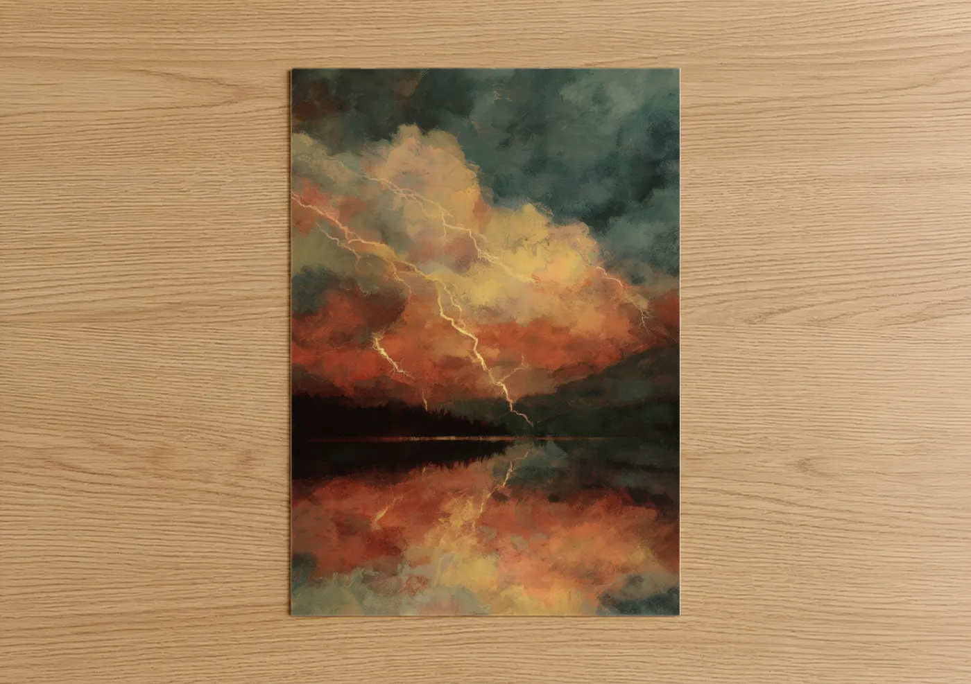 Stormy Lightning Strike Over Water Wall Art