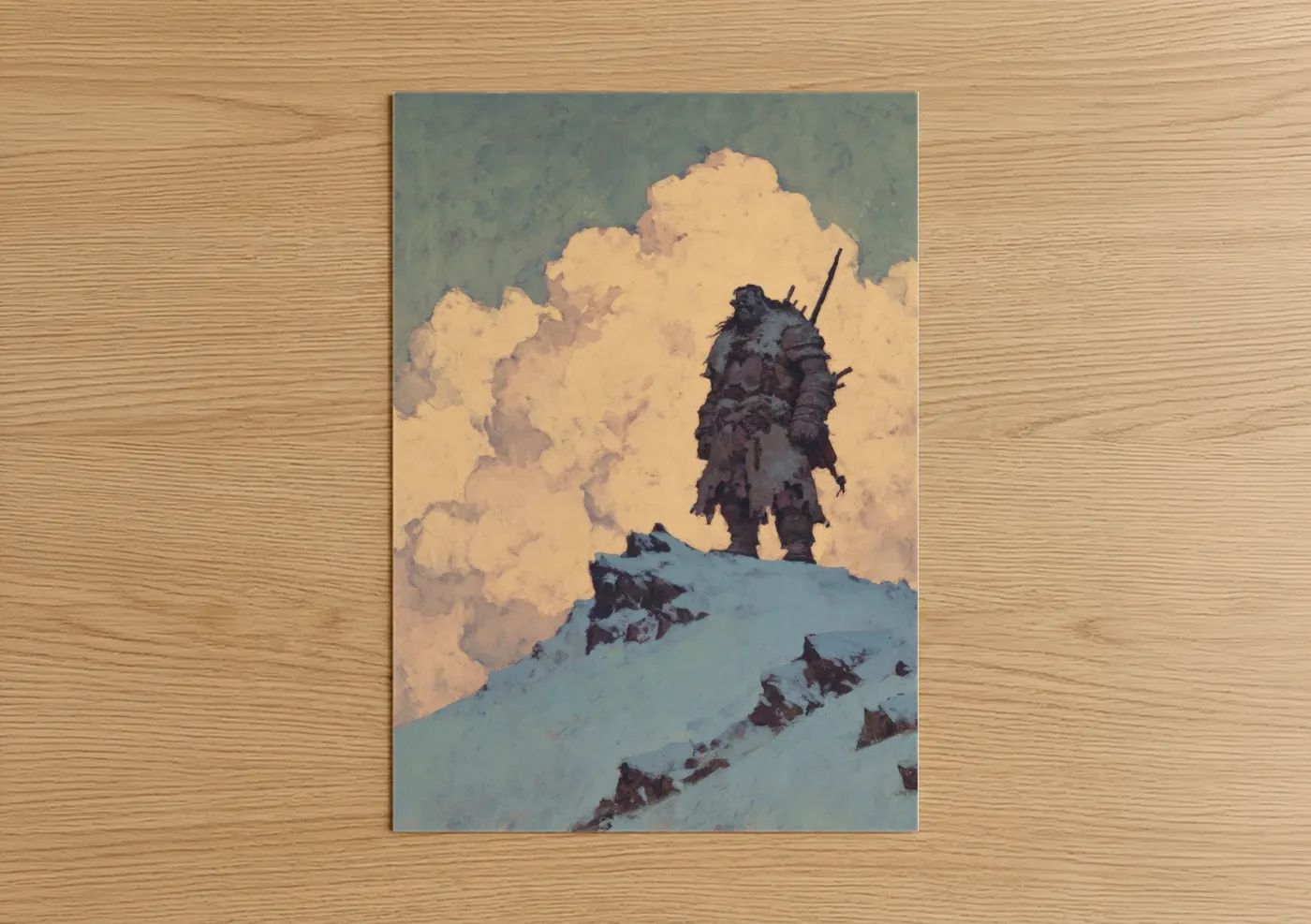 Snowy Orc Sentinel Mountain Artwork Wall Art