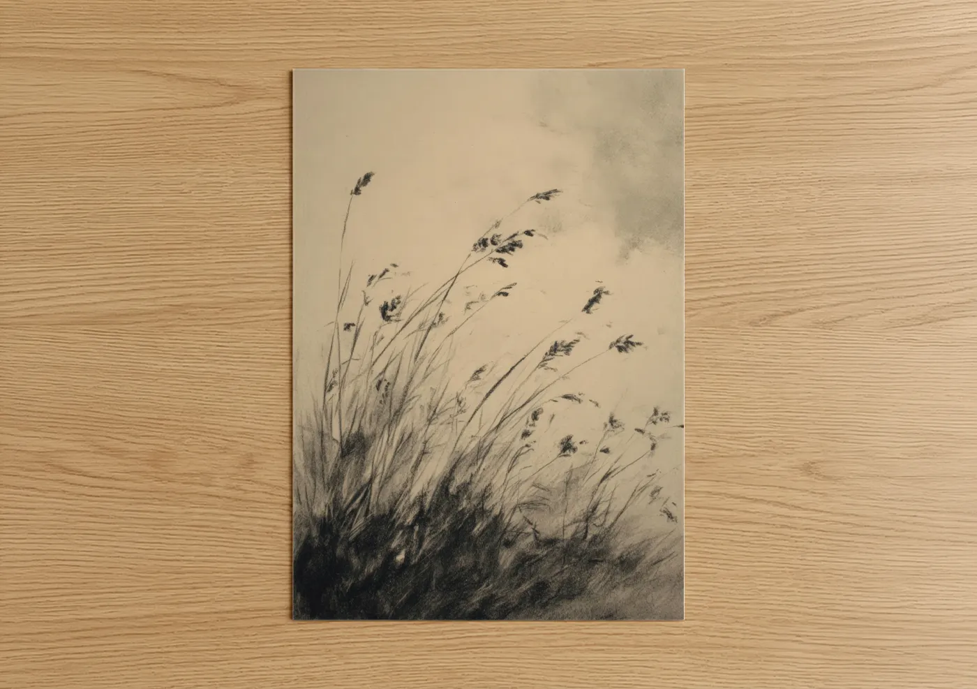 Windswept Grasses Minimalist Nature Wall Art