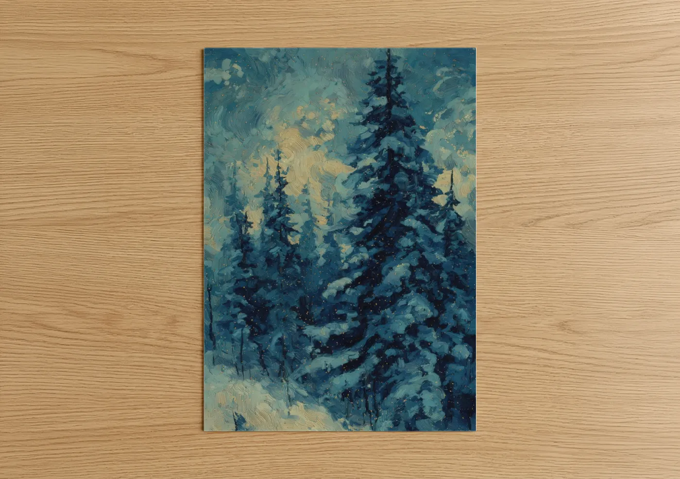 Snowy Forest Winter Landscape Painting Wall Art