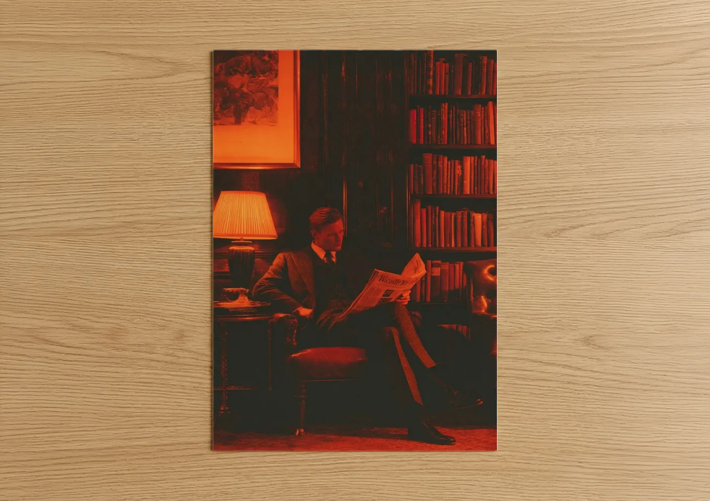 Vintage Man Reading Newspaper Fashion Photography Wall Art