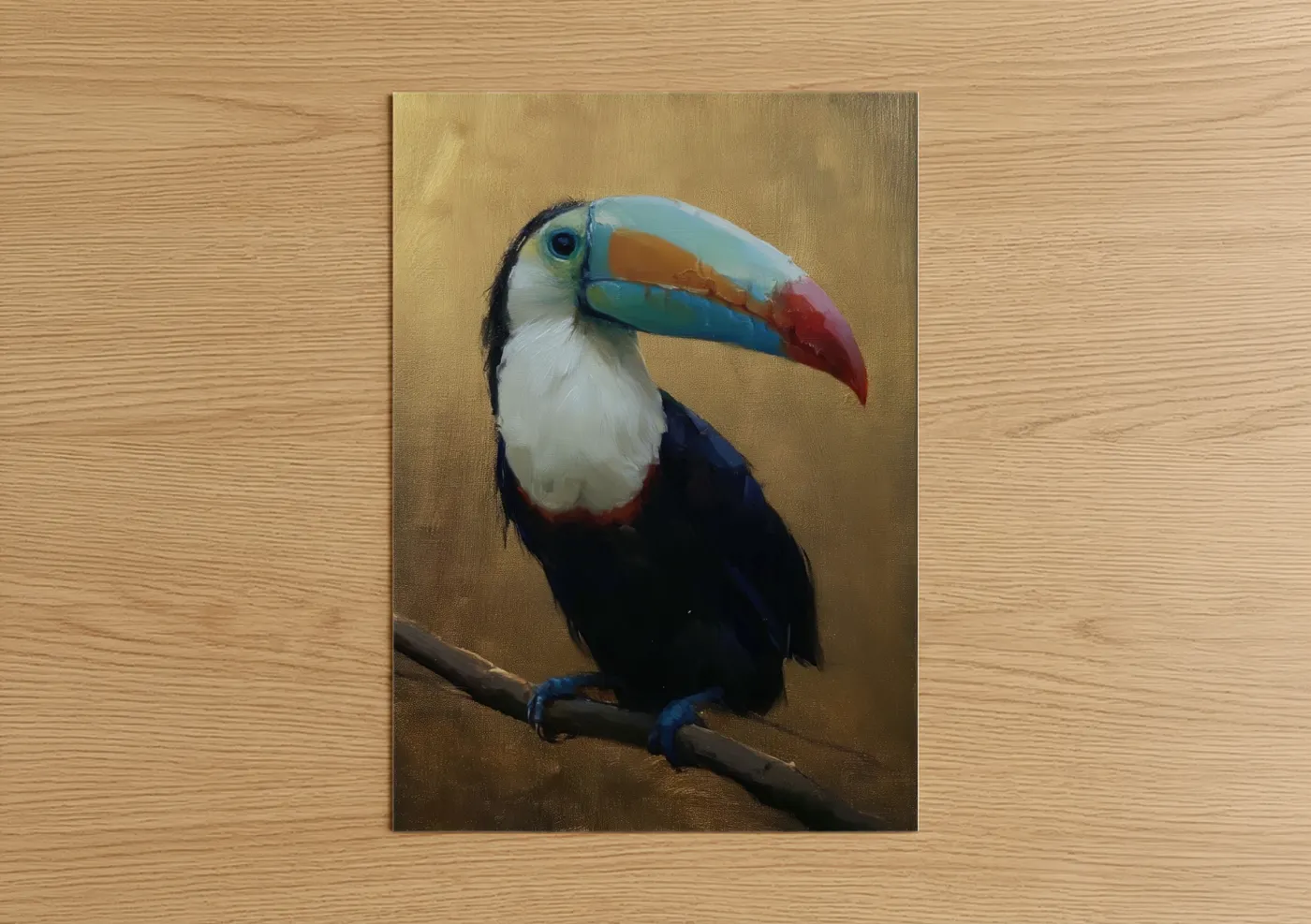 Colorful Toucan Portrait Oil Painting Wall Art