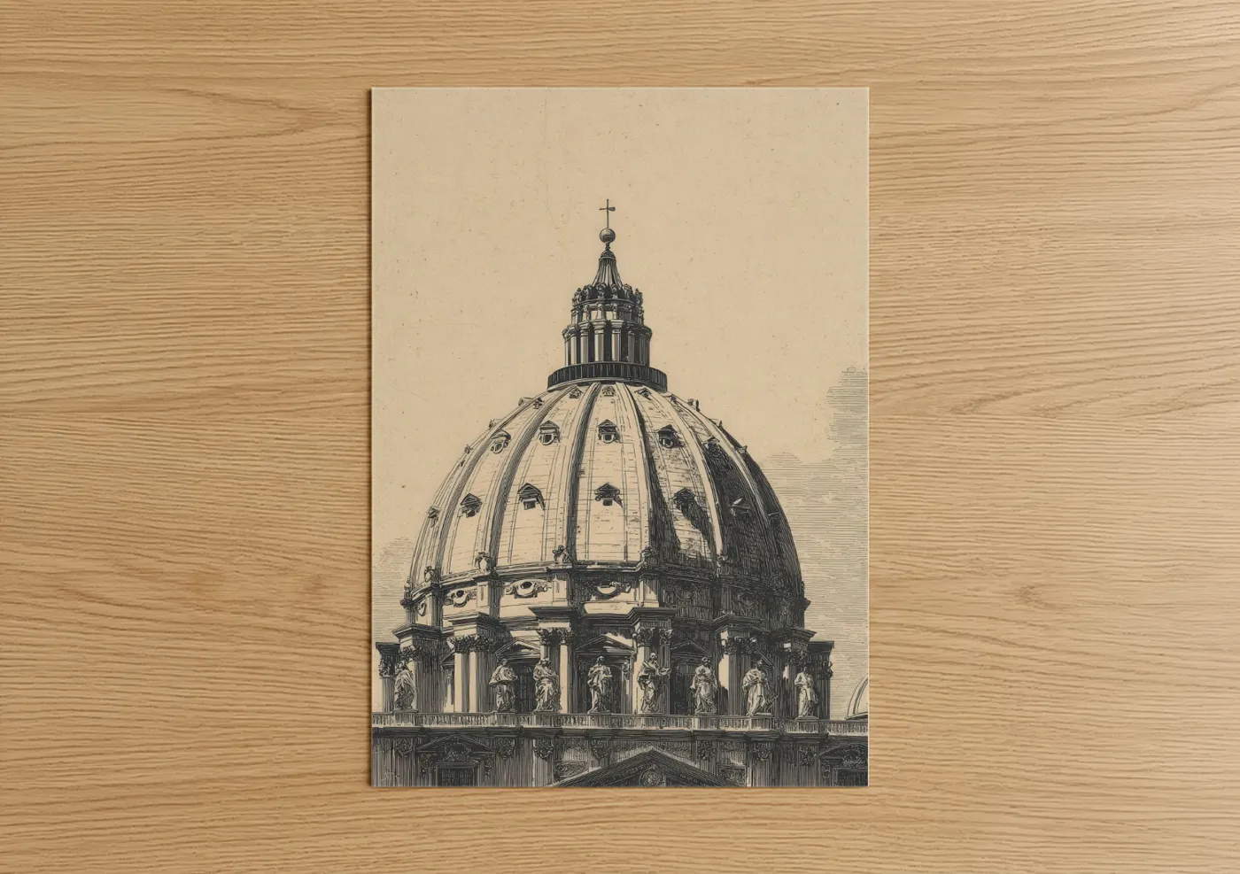 Classical Cathedral Dome Engraving Wall Art