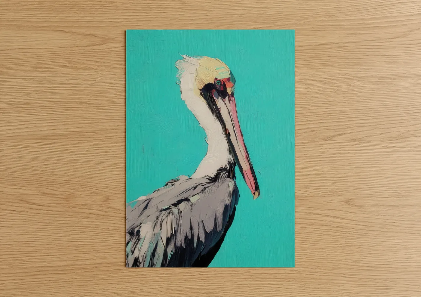 Turquoise Pelican Modern Art Print Wall Art