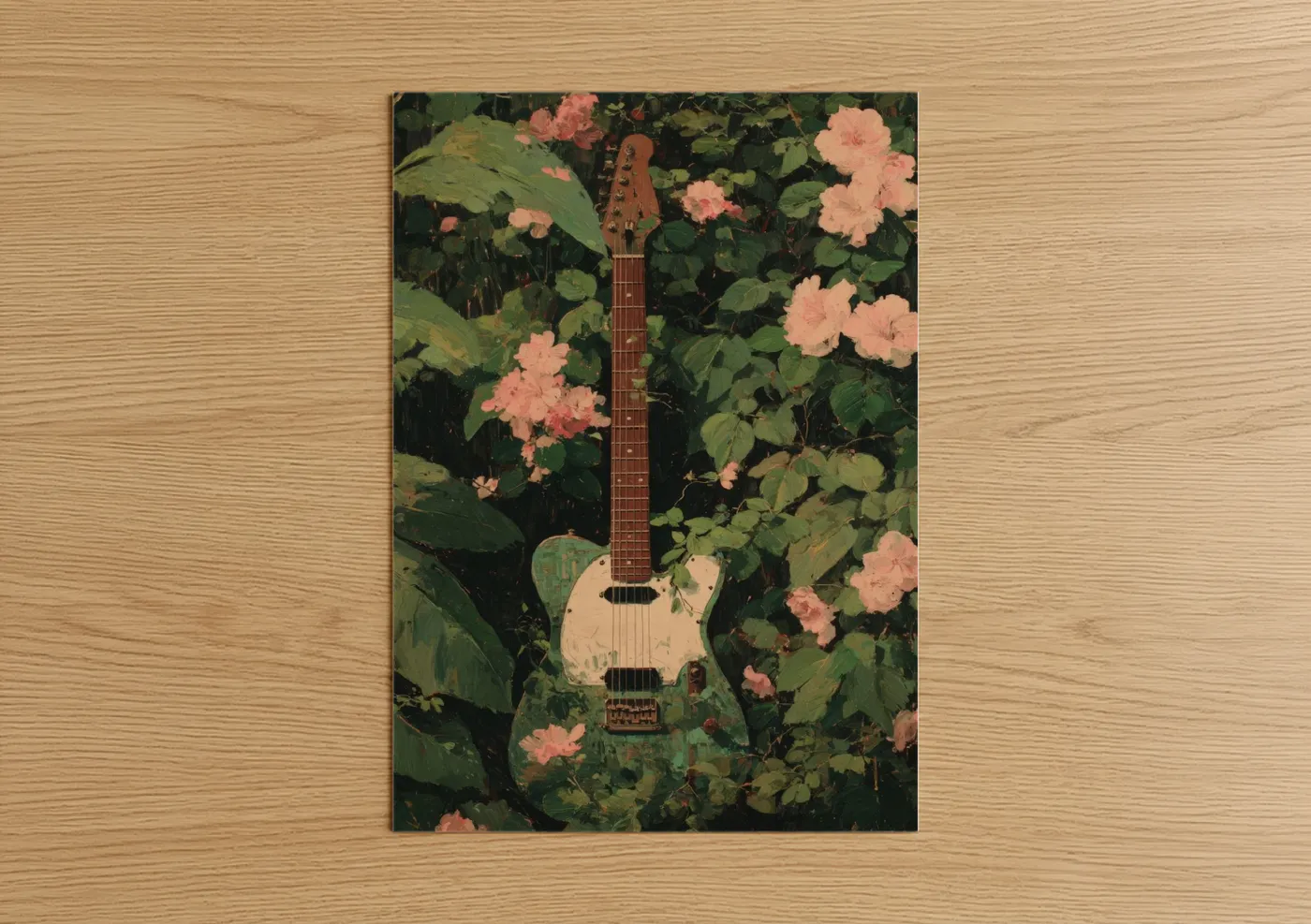 Electric Guitar Floral Garden Wall Art
