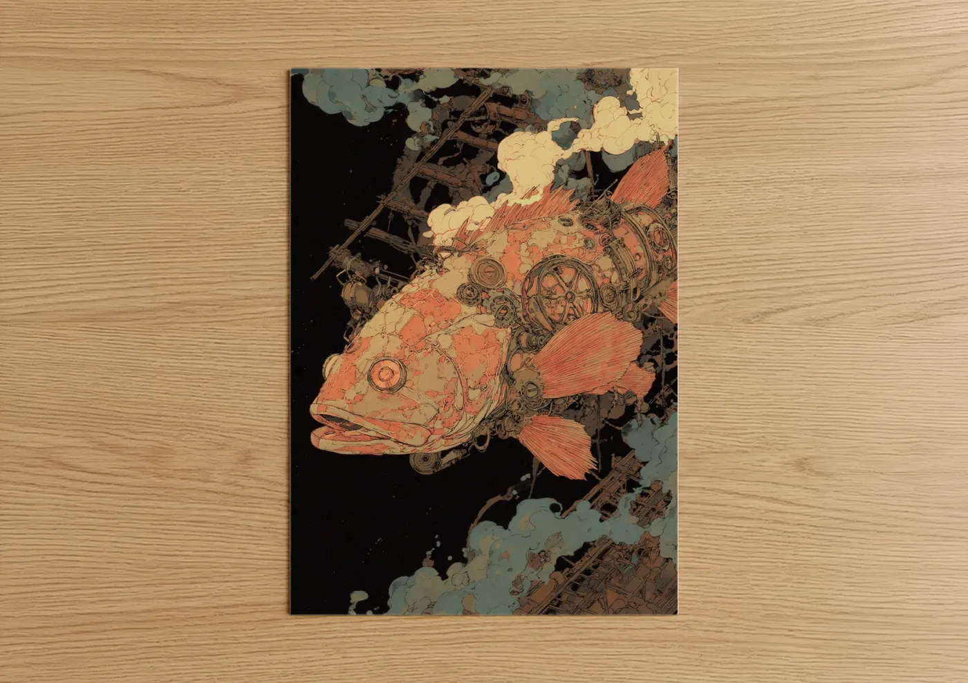 Steampunk Snook Fish Mechanical Wall Art