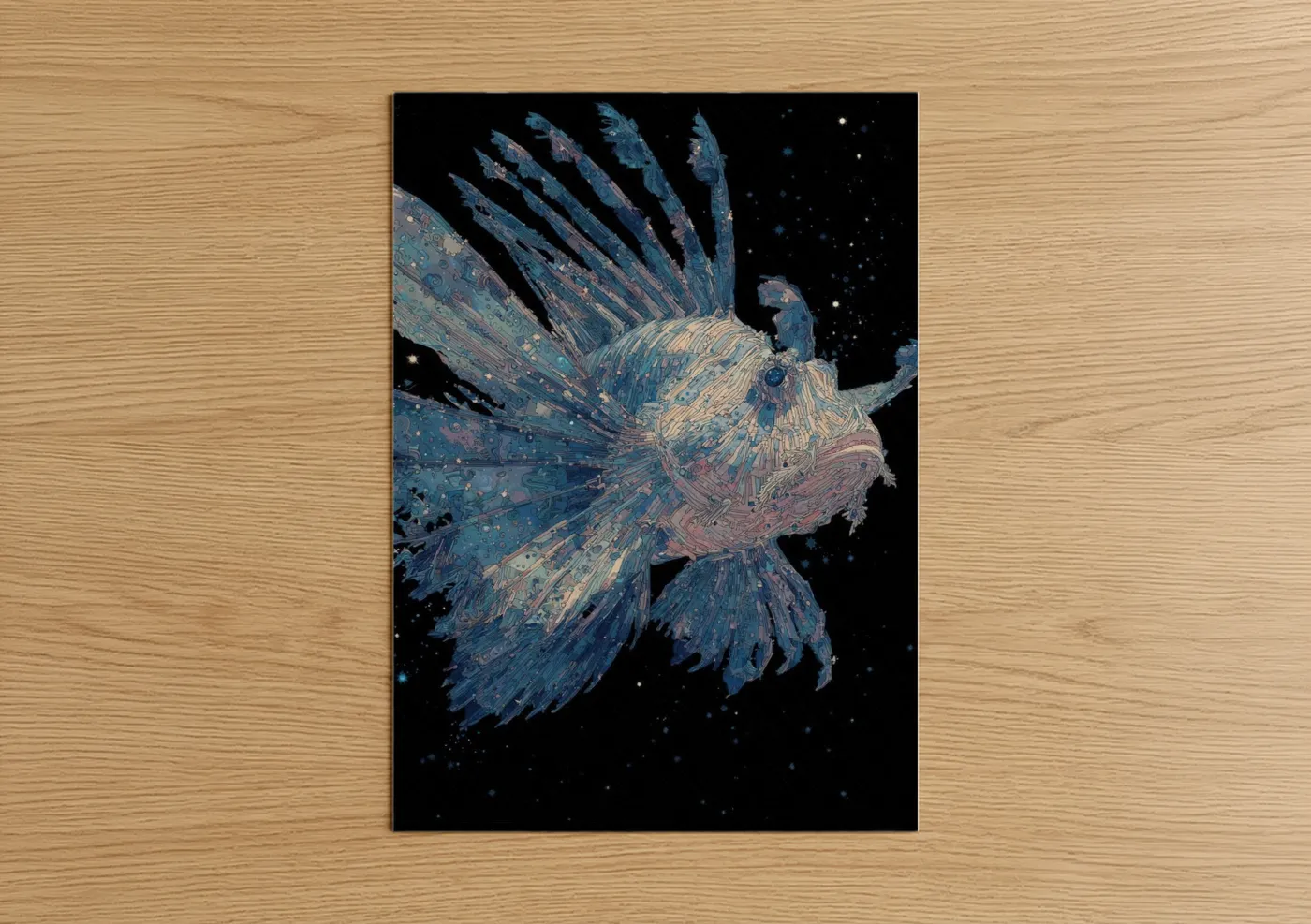 Cosmic Lionfish Abstract Ocean Wall Art