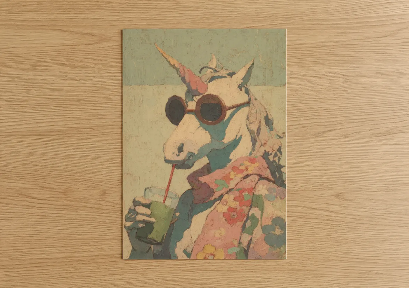 Whimsical Sunglasses Unicorn Vintage Wall Art