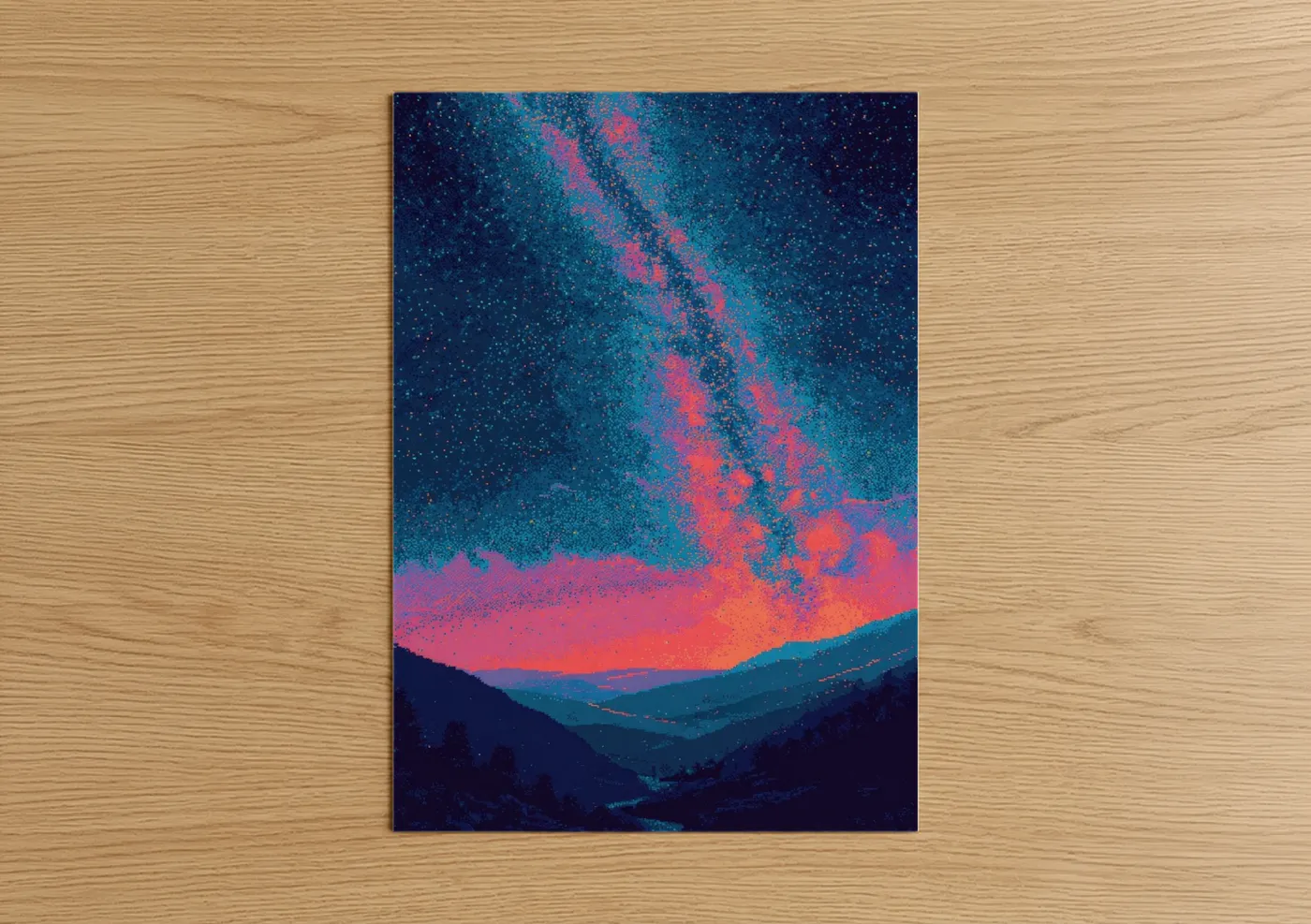 Cosmic Nebula Gradient Pink Teal Wall Art