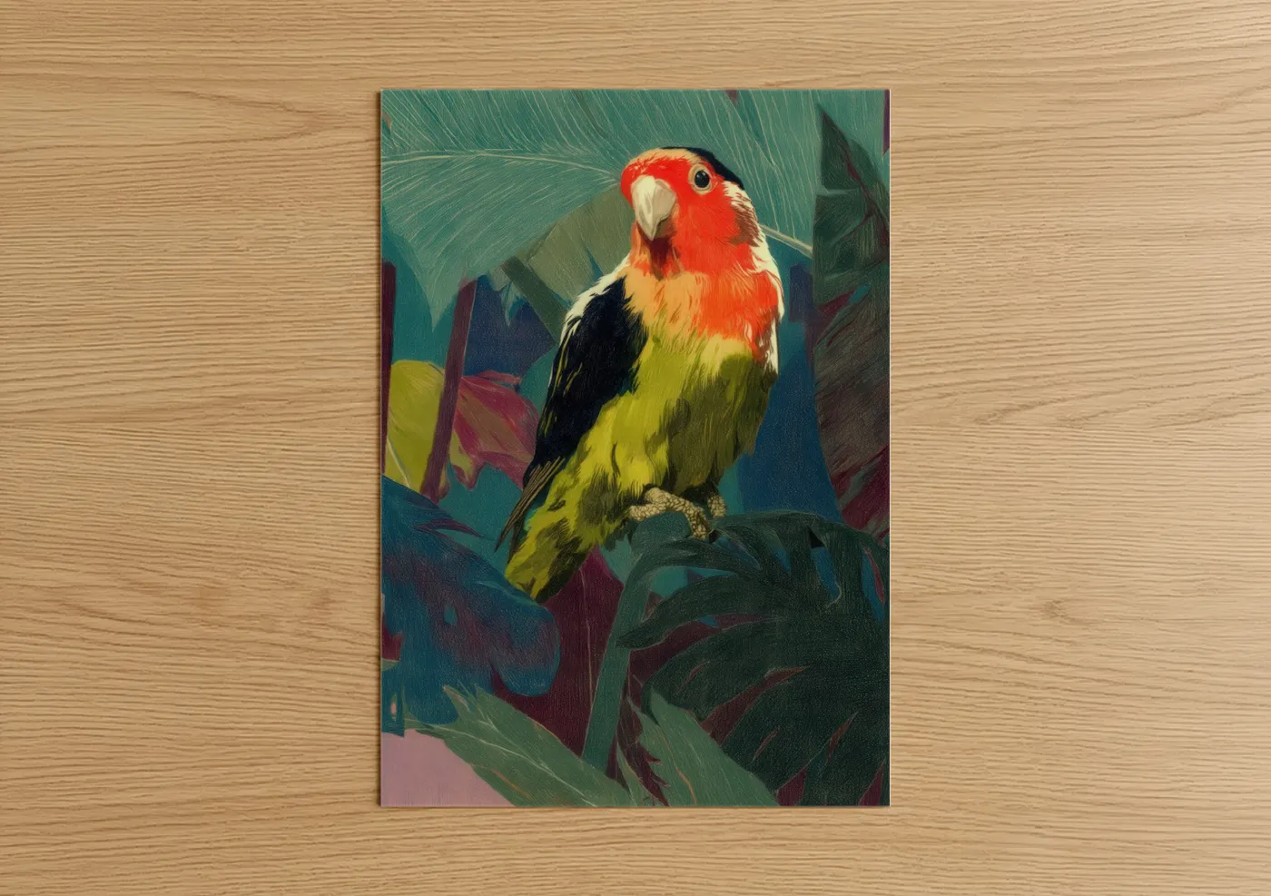 Scarlet Lovebird Tropical Parrot Art Wall Art