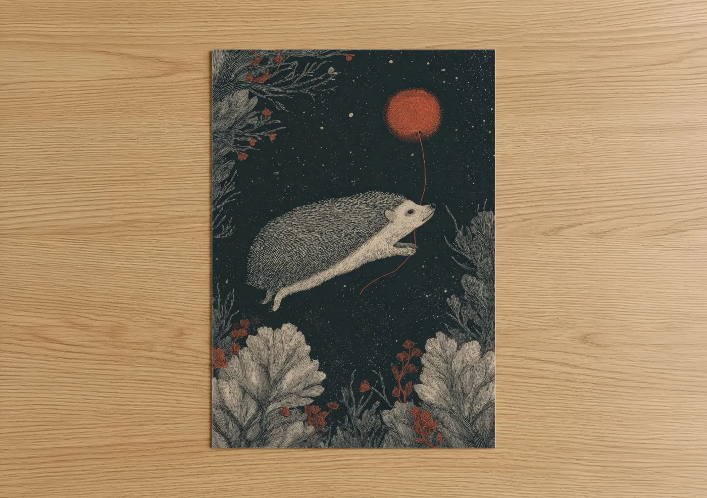 Starlit Hedgehog Night Sky Wall Art