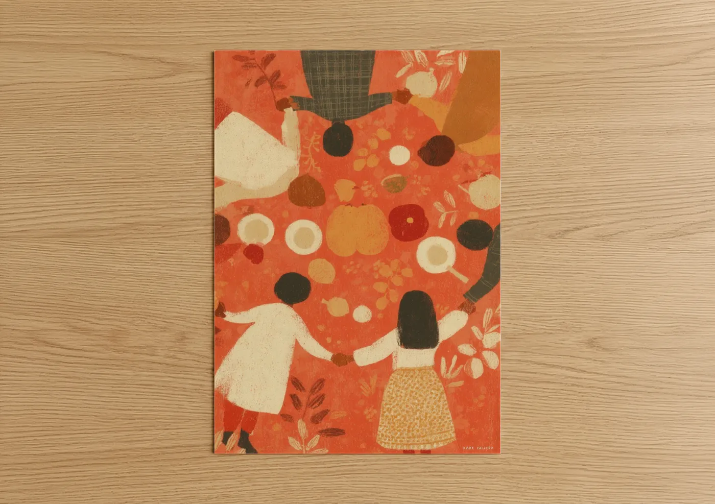 Harvest Gathering Thanksgiving Illustration Wall Art
