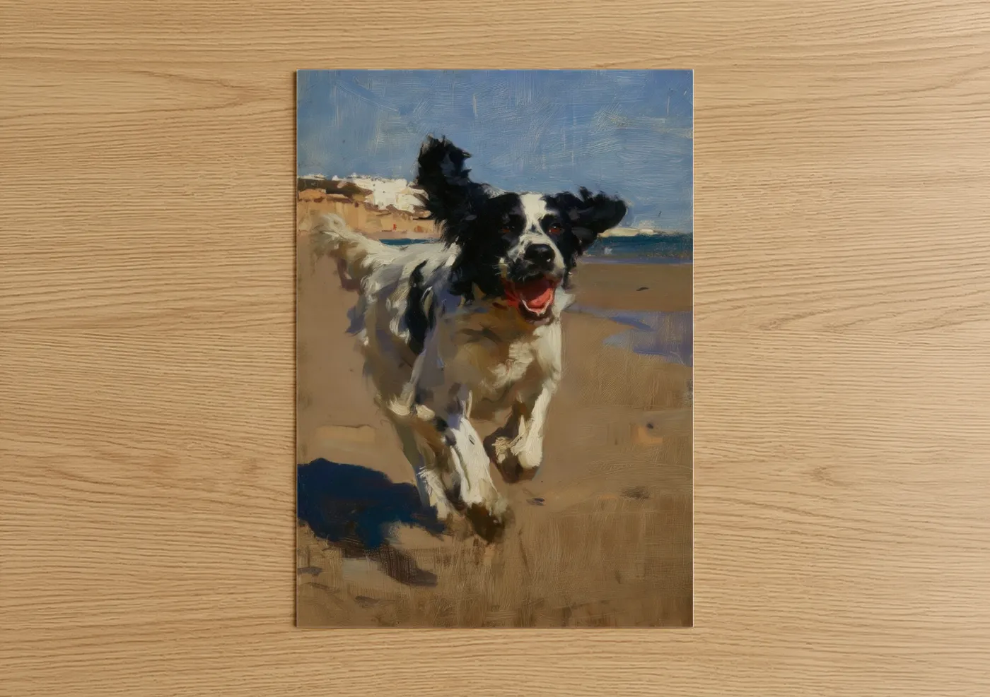 Happy Spaniel Running on Sandy Beach Wall Art