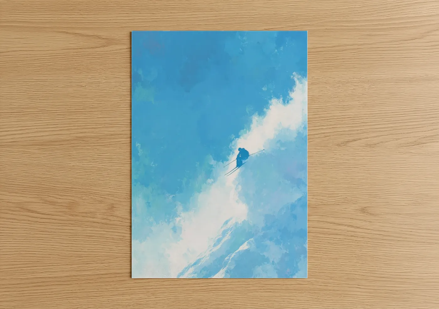 Alpine Skier Mountain Snow Illustration Wall Art