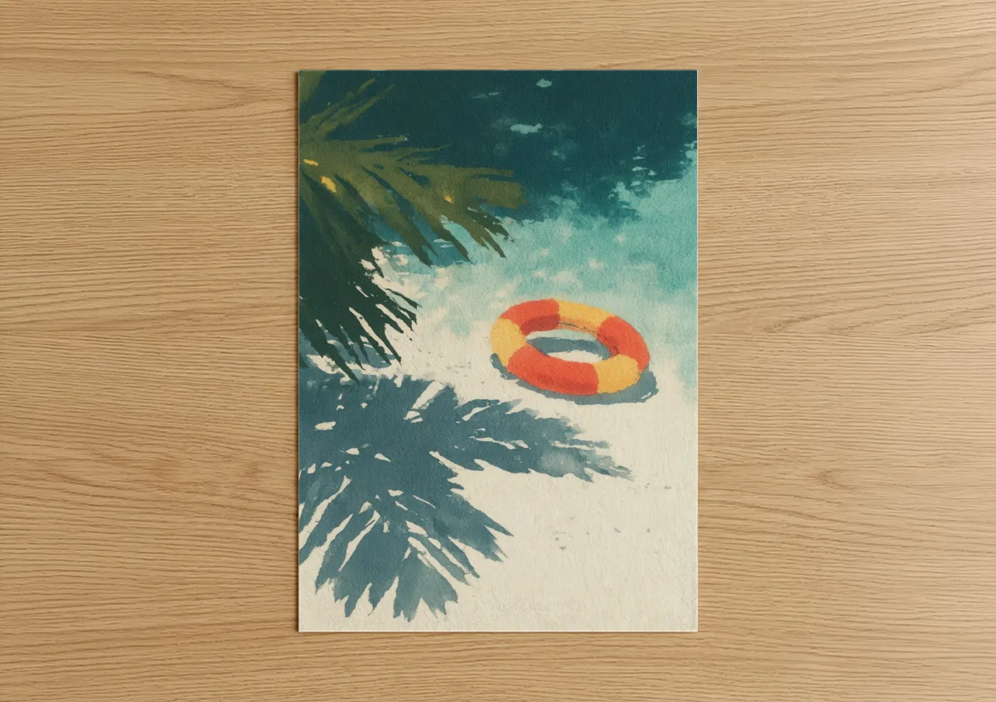 Tropical Life Ring Beach Watercolor Wall Art